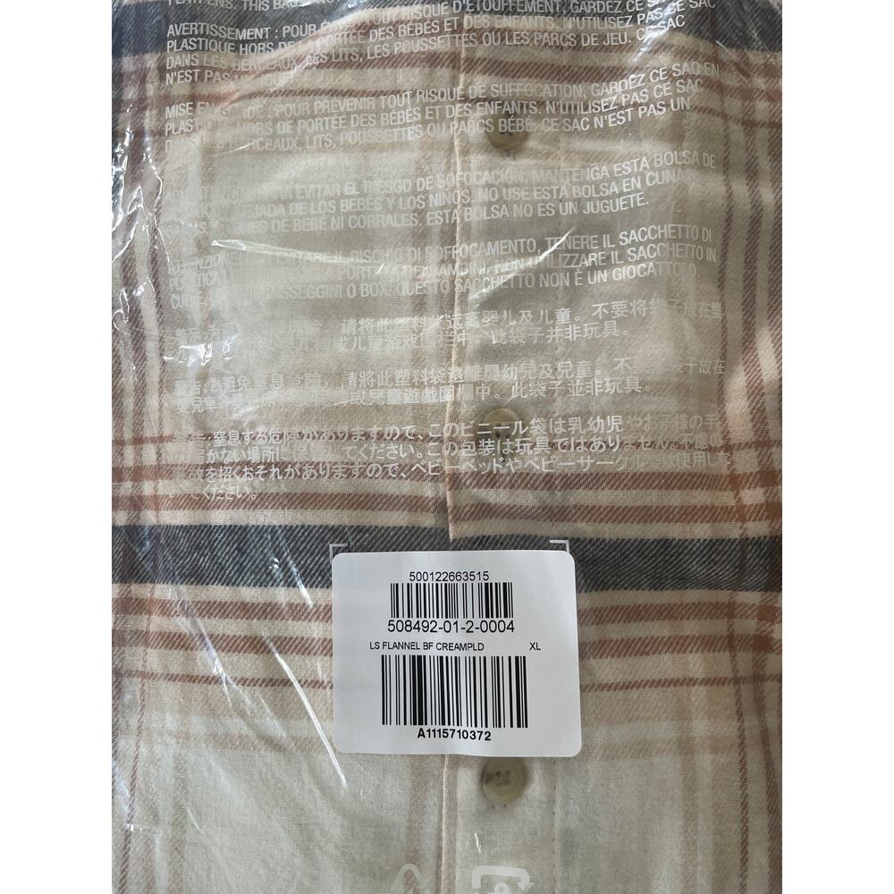 Old Navy Cream Plaid Flannel Boyfriend Button Down Shirt Top NEW XL Womens Warm - Picture 8 of 9